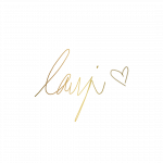 Golfarbene, geschwungene Signatur von Laurie Jixon