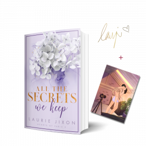 Bild vom Buch All the Secrets We Keep + Charakterkarte und Signatur
