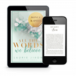 Tablet und Handy mit Hinweis auf Bonuskapitel zu All the Words We Believe - Hearts of Paris von Laurie Jixon